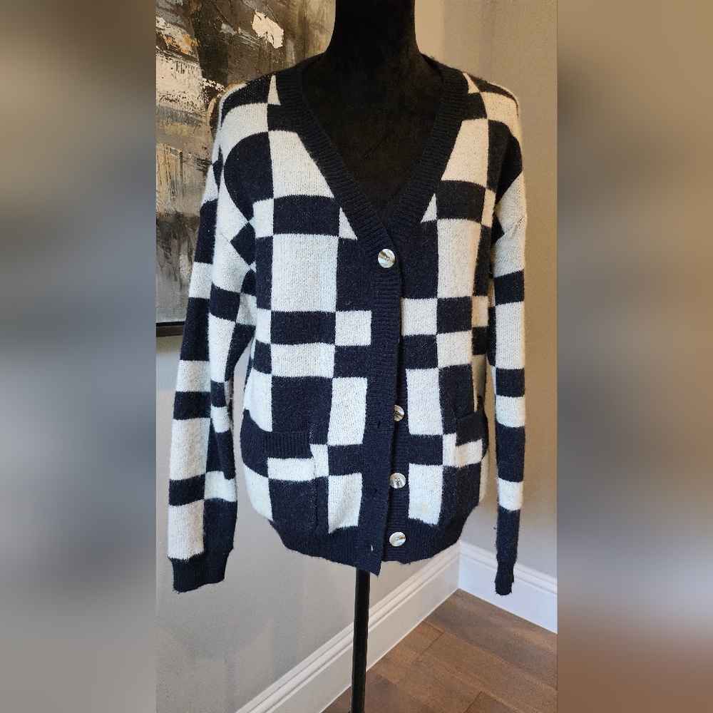 LuLaRoe Black and White Checkered Cardigan